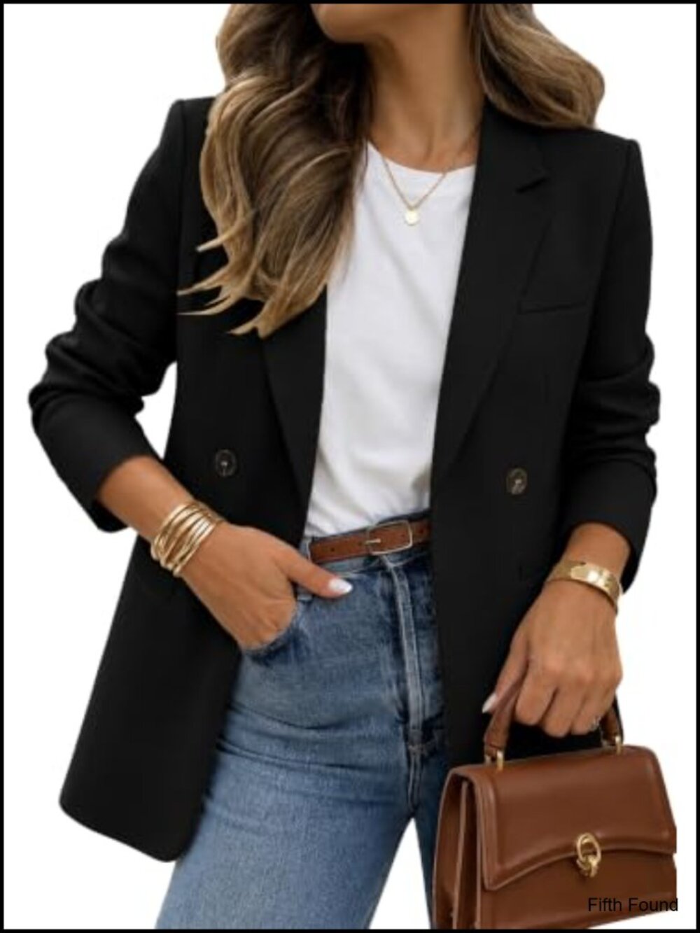 Women's Long Sleeve Slim Fit Business Blazer Double-Breasted Notched Lapel